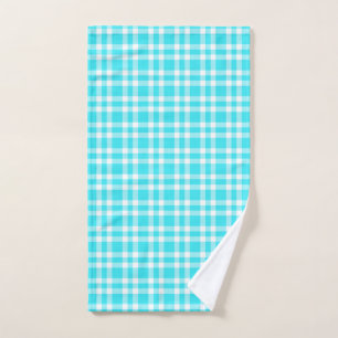 Blue White Plaid Pattern Hand Towel