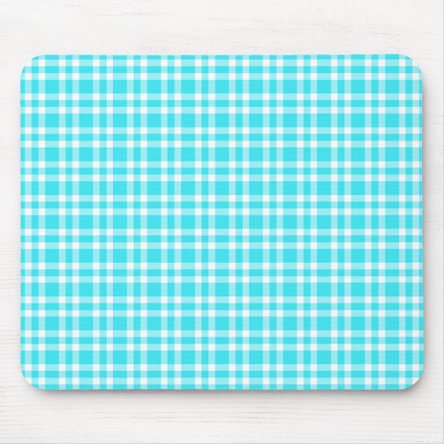 Blue White Plaid Pattern Mouse Mat (Front)