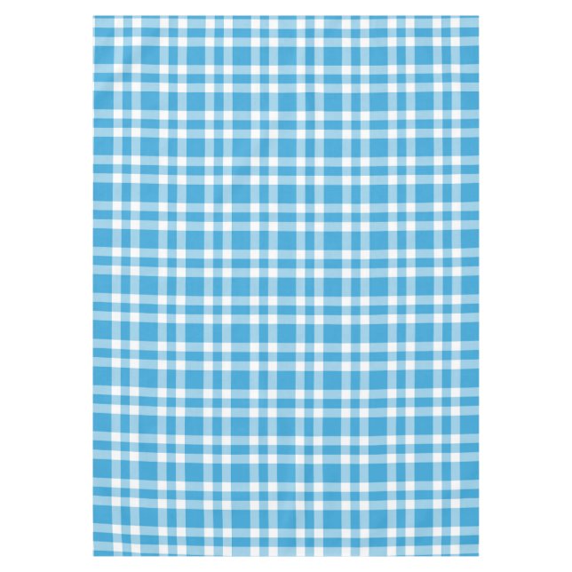 Blue White Plaid Pattern Tablecloth (Front)