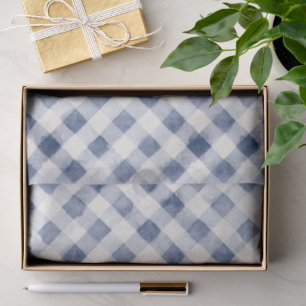 Blue White Plaid Stripes Bridal Shower Tissue Paper