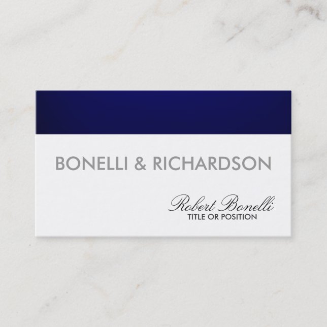 Blue White Plain Modern Business Card (Front)