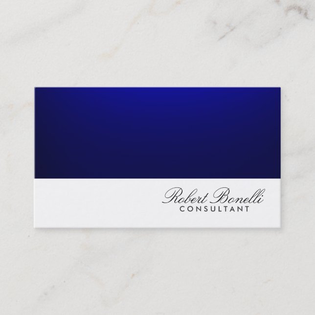 Blue White Plain Modern Consultant Business Card (Front)