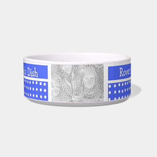Blue/White Polka Customisable Dog Bowl