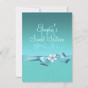 Blue/White Polka Dot & Bow Birthday Invite