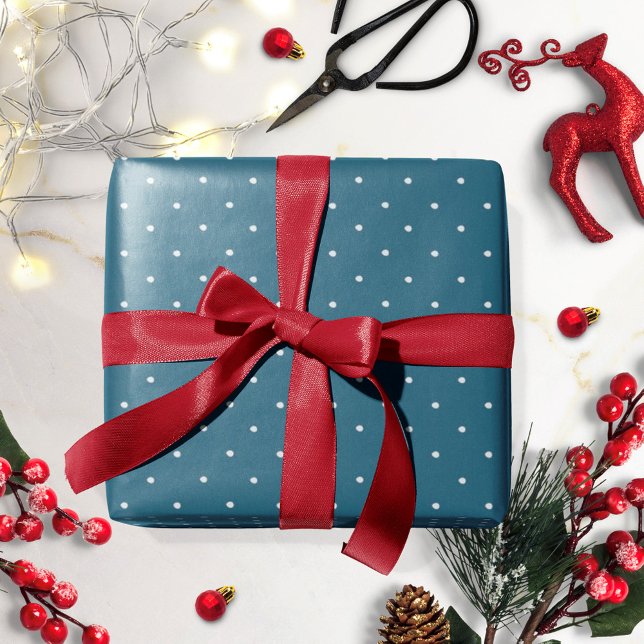 Blue White Polka Dot Christmas Wrapping Paper (Creator Uploaded)