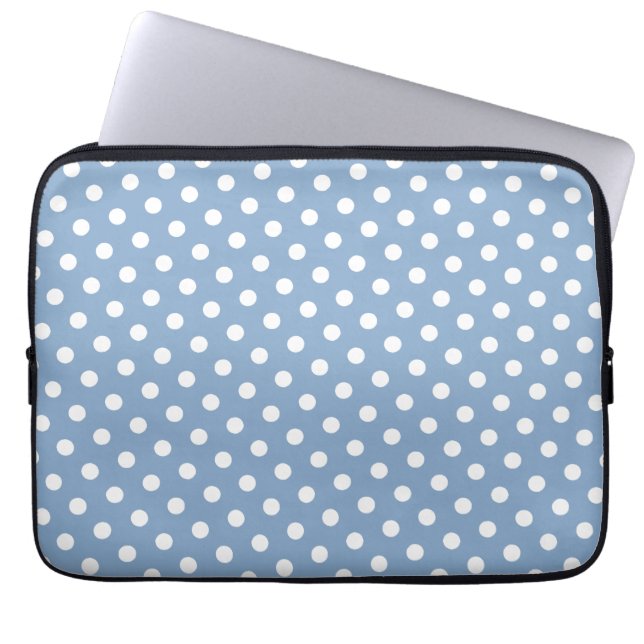 Blue & White Polka Dot Laptop Sleeve (Front)