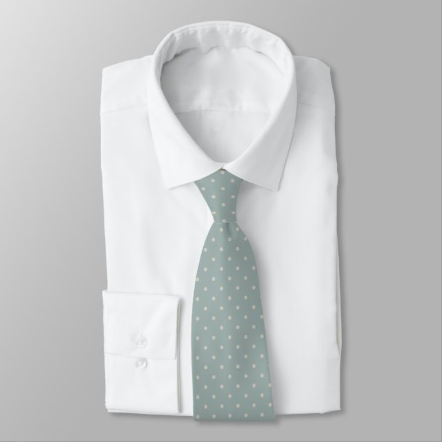 Blue White Polka Dot Men's Gift Tie (Tied)