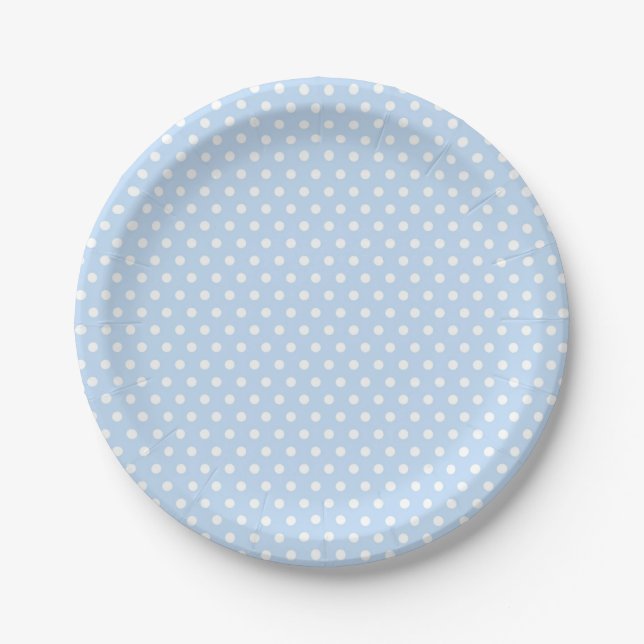 Blue White Polka Dot Paper Plates (Front)