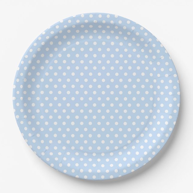 Blue White Polka Dot Paper Plates (Front)