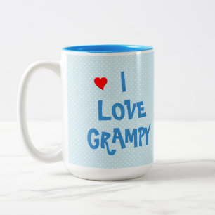 Blue & White Polka Dot - with Heart-I Love Grampy Two-Tone Coffee Mug