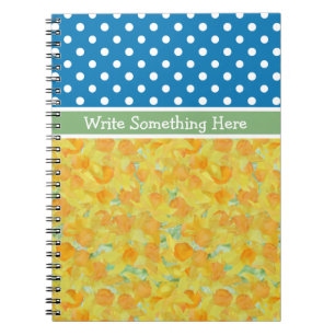 Blue, White Polka Dots and Daffodils Notebook
