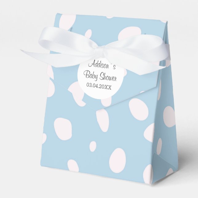 Blue & White Polka Dots Baby Shower Favour Box (Front Side)