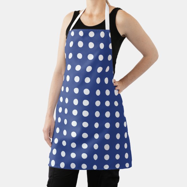 Blue White Polka Dots Baker Apron (Insitu)