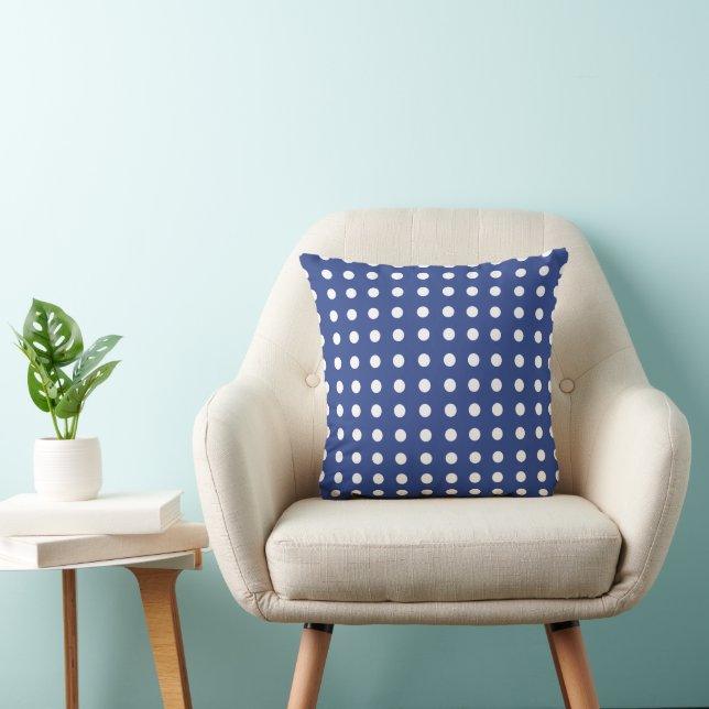 Blue White Polka Dots Cushion (Chair)