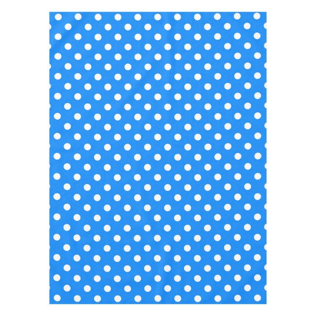 Blue White Polka Dots Design Tablecloth (Front)