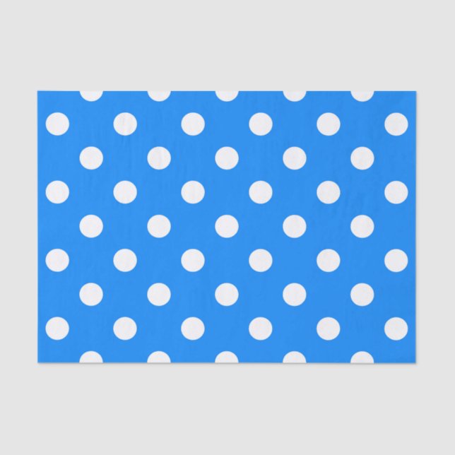 Blue White Polka Dots Design Tissue Paper (Front)