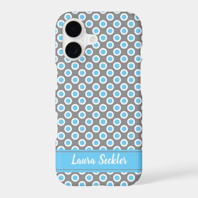 Blue-white polka dots pattern Monogram (Back)