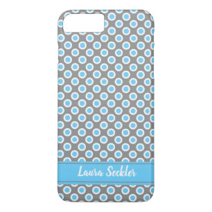 Blue-white polka dots pattern Monogram iPhone 8 Plus/7 Plus Case
