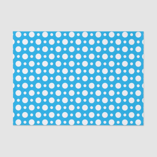 BLUE & WHITE POLKA DOTS PATTERN TISSUE PAPER (Front)