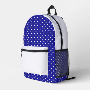 Blue White Polka Dots Printed Backpack