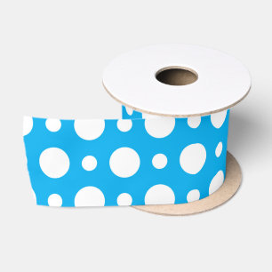 BLUE & WHITE POLKA DOTS SATIN RIBBON
