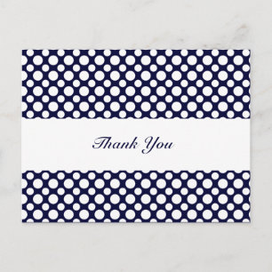 Blue White Polka-Dots Thank You Postcard