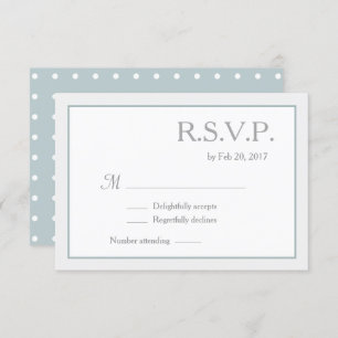 Blue White Polka Dots Wedding RSVP Invitation