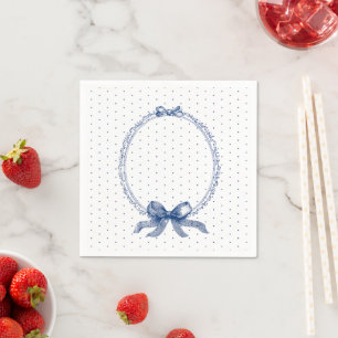 Blue White Polkadot Vintage Elegant  Napkin