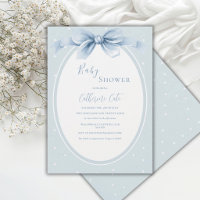 Blue White Polkadots Ribbon Baby Shower