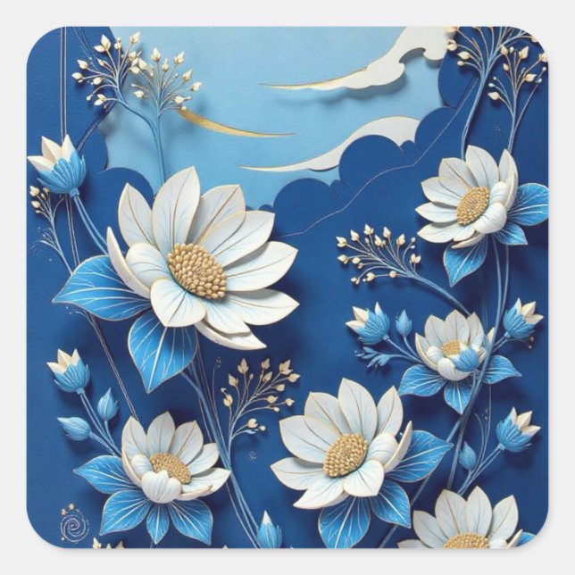 Blue & White Porcelain Phone Case – Traditional Ch Square Sticker (Front)