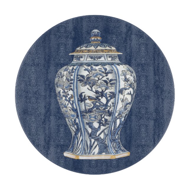 Blue & White Porcelain Vase by Vision Studio Cutting Board (Front)