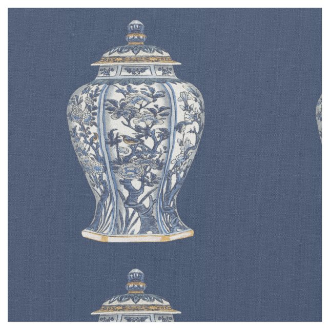 Blue & White Porcelain Vase by Vision Studio Fabric (Close Up)