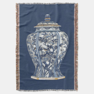 Blue & White Porcelain Vase by Vision Studio Throw Blanket