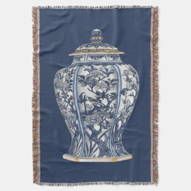 Blue & White Porcelain Vase by Vision Studio Throw Blanket (Front Vertical)