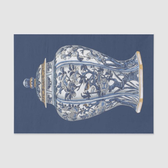 Blue & White Porcelain Vase by Vision Studio Tissue Paper (Front)