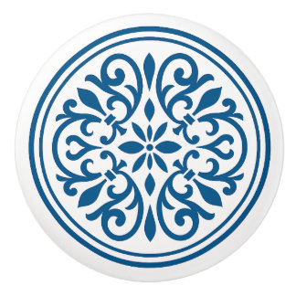 Blue & White Portuguese Azulejo Style Ceramic Knob