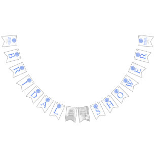 Blue white posy bridal shower photo bunting flags