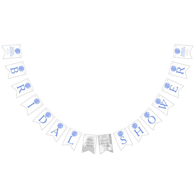 Blue white posy bridal shower photo bunting flags (All)