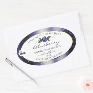 Blue White Product Labels Sparkling Glitter Logo