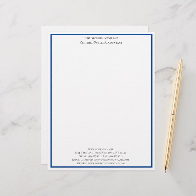  Blue White Professional Business Personalised Custom Letterhead (Front/Back In Situ)