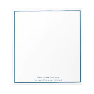 Blue White Professional Business Personalised  Notepad