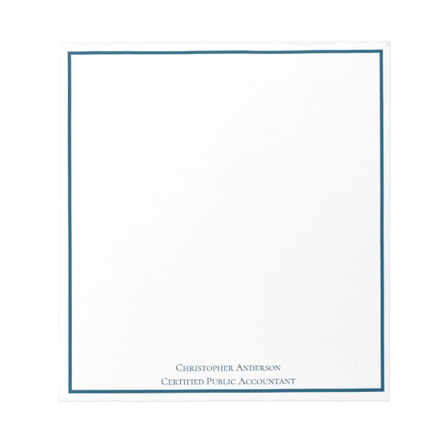Blue White Professional Business Personalised  Notepad (Front)