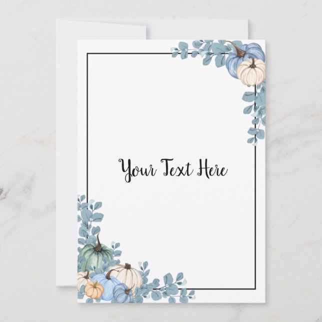 Blue & White Pumpkins Invitation (Front)