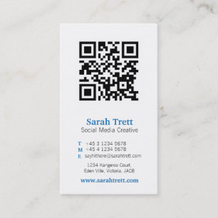 Blue white qr code image media business card
