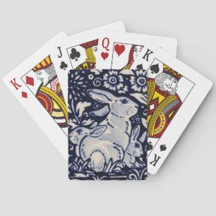 Blue & White Rabbit Baby Bunny Family Elegant Navy Playing Cards