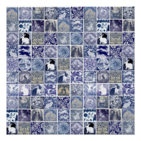 Blue White Rabbit Vintage Unique Tile Pattern