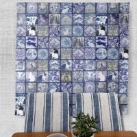 Blue White Rabbit Vintage Unique Tile Pattern