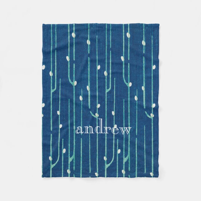 Blue & White Rain Droplets Blanket (Front)
