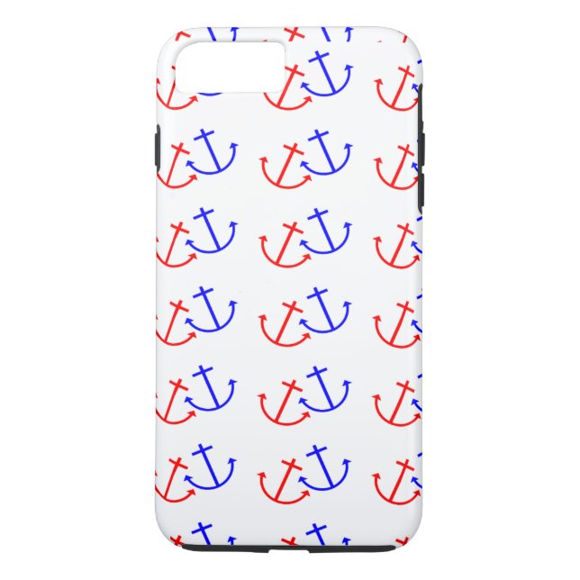 Blue White Red Anchors Pattern Case-Mate iPhone Case (Back)