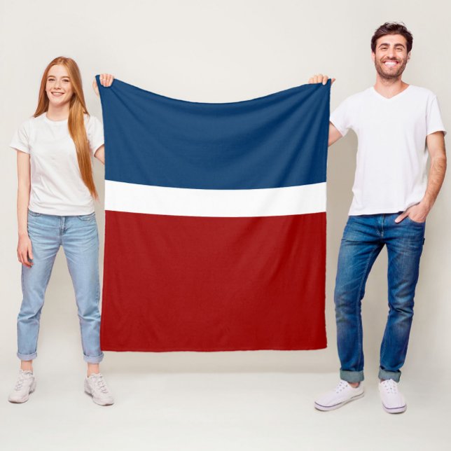 Blue White Red Colour Block Style Design  Fleece Blanket (Creator Uploaded)